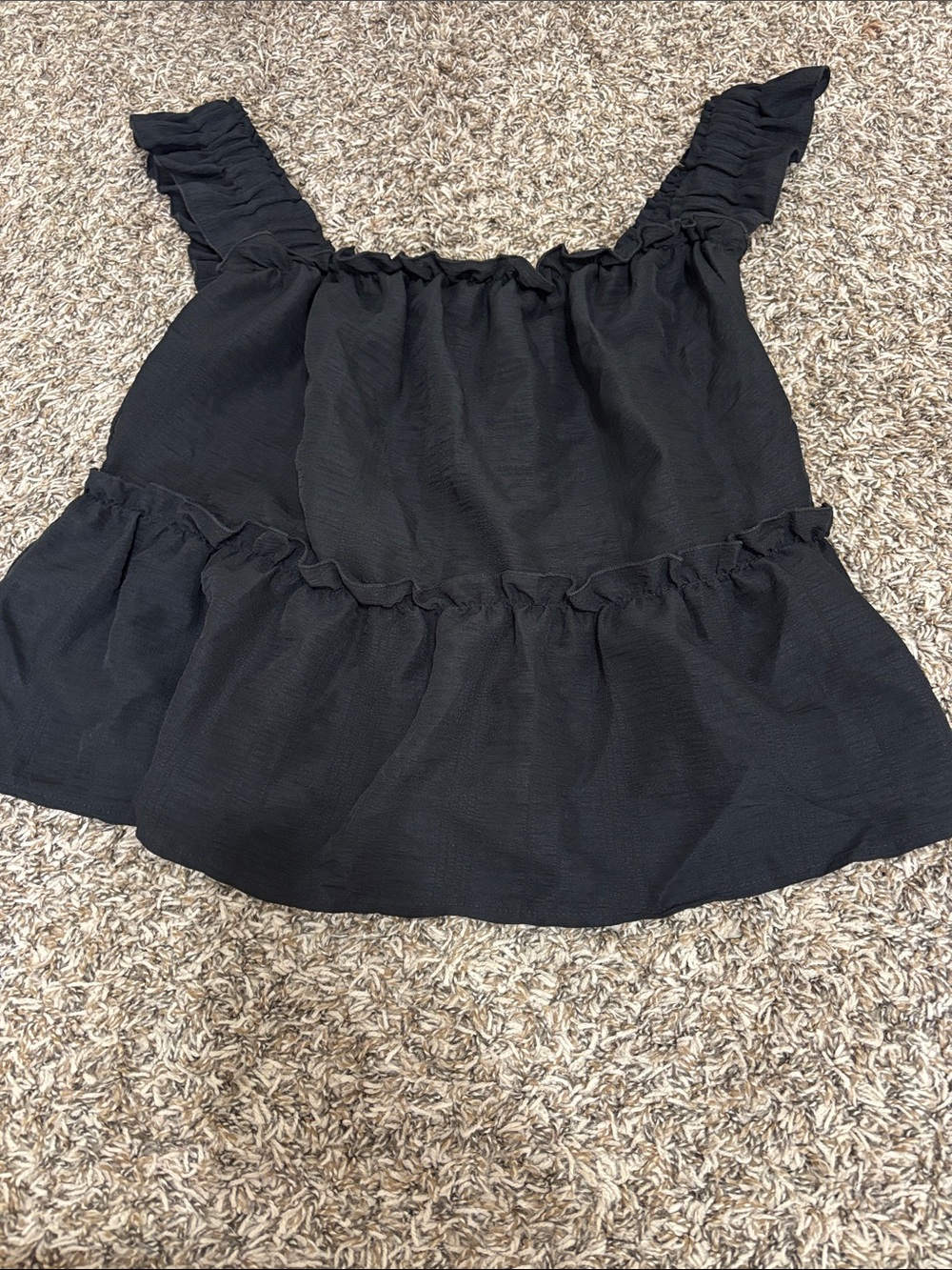 Black Ruffled Sleeveless Peplum Top